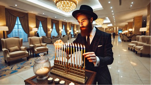 נרות חנוכה בבית מלון נרות חנוכה בבית מלון